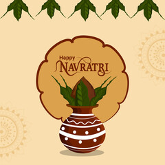 Navratri flat illustration concept with creative kalash