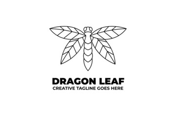 Dragonfly Leaf Animal Nature Monoline Logo