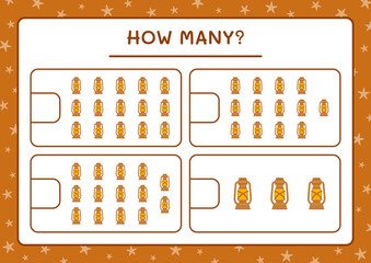 How many christmas lantern, game for children. Vector illustration, printable worksheet