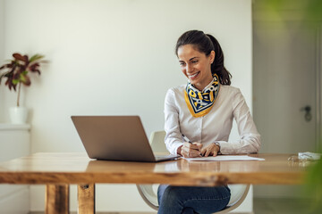 Adult woman, having a meeting with higher ups.