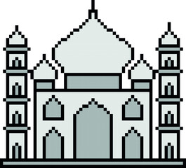 Obraz premium Taj Mahal pixel art vector illustration.