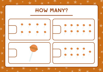 How many christmas candy, game for children. Vector illustration, printable worksheet