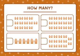 How many winter mittens, game for children. Vector illustration, printable worksheet