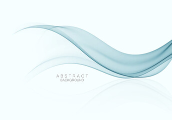 Abstract vector blue waves background.Transparent flow of smoky waves.