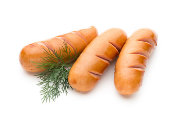 Pork sausage isolated on white background.