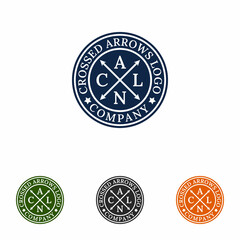 Crossed Arrows vintage badge label Stamp logo design vector