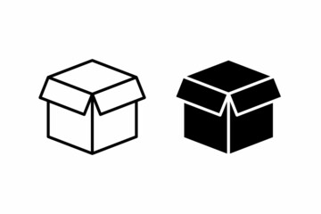 Open shipping box unboxing icon vector