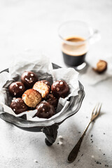 
Chocolate sweets with marzipan.
