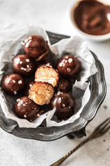 
Chocolate sweets with marzipan.