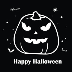 Halloween Pumpkin Seamless Pattern on Orange Background, Vector illustrator Design