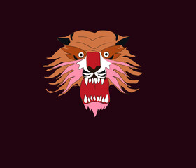 tiger symbol of the new year. bright, colorful, open mouth.