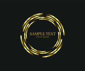 Abstract golden lines in circle form, Design element, Geometric shape with luxury style, Striped border frame for image, Technology round Logo, Spiral Vector Illustration