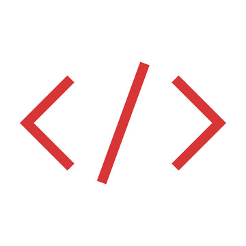 Code vector icon. Red symbol