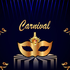 Carnival celebration party background with golden mask