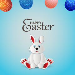 Happy easter day greeting card and easter bunny