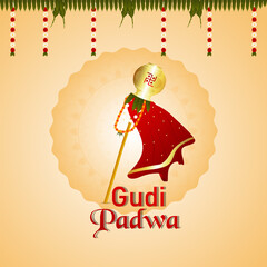 Happy gudi padwa holiday festival celebration greeting card