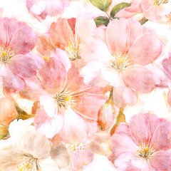 Fototapeta na wymiar Pink watercolor flower bouquet illustration