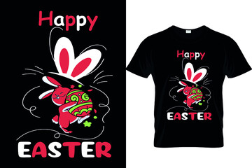 Happy Easter bunny red and white cartoon kids adults t-shirt design