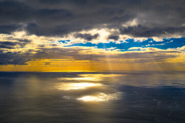 Fototapeta na wymiar Aerial view of sunset over Atlantic Ocean seen from Madeira, Portugal