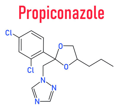 Propiconazole antifungal molecule (triazole class). Skeletal formula.