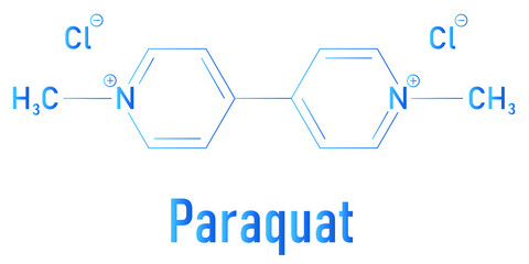 Paraquat herbicide molecule Skeletal formula.