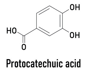 Protocatechuic acid (PCA) green tea antioxidant molecule. Skeletal formula.