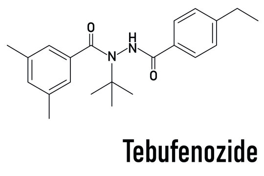 Tebufenozide insecticide molecule. Skeletal formula.