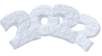 2022 Happy New Year snow text isolated on white