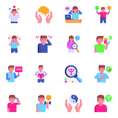 Set of Mental Health Flat Icons