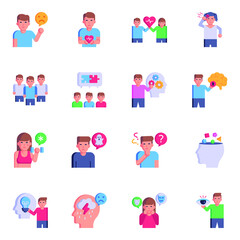 Pack of Psychological Disorders Flat Icons