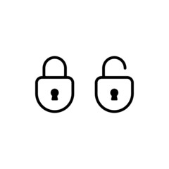 Icons of closed and opened locks, vector eps10 illustration