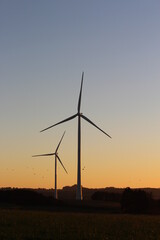 Windmills during sunset 