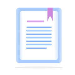 3d cartoon style minimal e-book reader, e-reader, electronic, digital book icon. Online education , online school, digital reading, e-learning concept. 