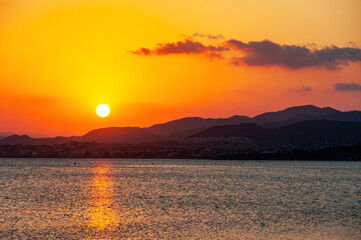Sunset over the mountains in Murcia Province, Spain