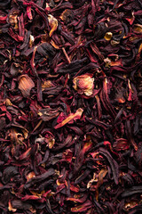 Fleurs d'hibiscus séchées en gros plan