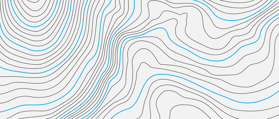 The black on white contours vector topography stylized height of the lines. The concept of a conditional geography scheme and the terrain path. Wide size. Map on land vector terrain Illustration.