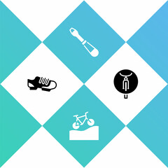 Set Bicycle shoes, Mountain bicycle, Screwdriver and icon. Vector