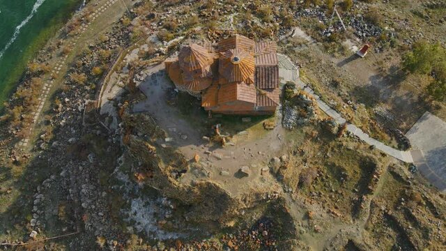 Ayrivank Monastery by Sevan Lake in Armenia, Aerial View