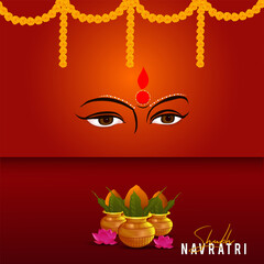 Happy navratri celebration with lights and flowers