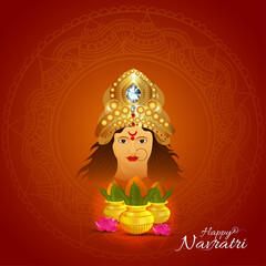 Happy navratri celebration with lights and flowers