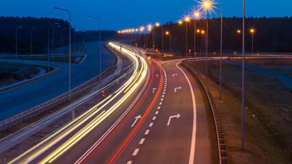 Fototapeta premium lights of cars with night. long exposure