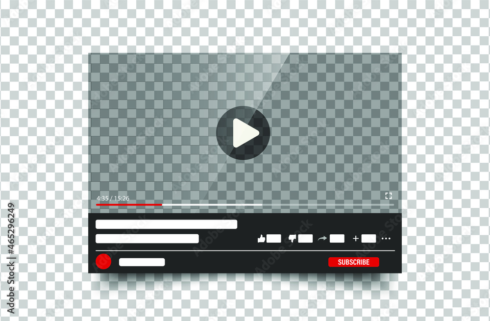 Aufkleber video player design template window with shadow for web and mobile apps. vector illustration in flat