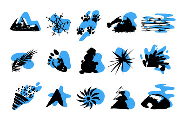 Fototapeta premium Set Christmas doodle design vector illustration. Concept winter silhouette icon collection. Isolated on white background.
