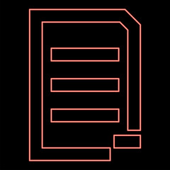 Obraz premium Neon document sheet substract red color vector illustration flat style image