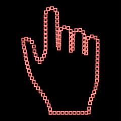 Neon pixel hand red color vector illustration flat style image