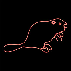 Neon beaver red color vector illustration flat style image