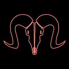 Neon goat head skull red color vector illustration flat style image