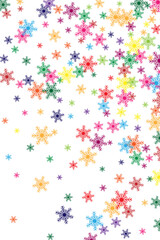 Fototapeta na wymiar Bright rainbow vector snowflake with a pattern of colored background