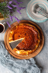 Basque burnt cheesecake homemade style, San Sebastian cake