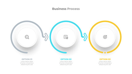 Business infographic label design with icons and 3 options or steps. Can be used for workflow diagram, info chart, web design.